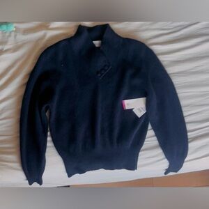 Womens lambsWool‎ Sweater Cowl Neck black MEDIUM